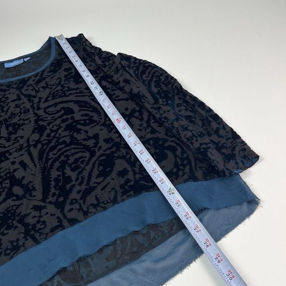 Simply Vera Wang Burnout Velvet Top Sz XL Teal Black Whimsigoth Fairy Grunge - Picture 6 of 12